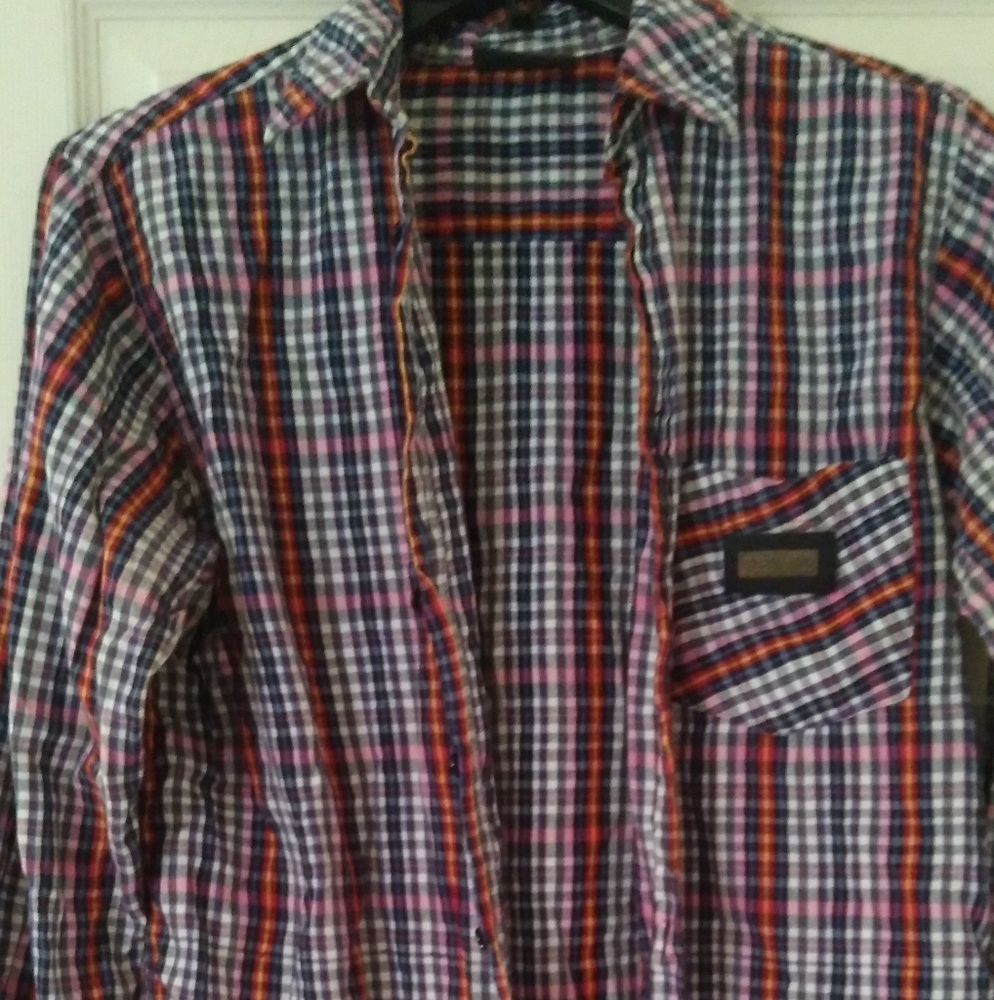 Vintage Boys Large Red Ape Long Sleeve button shirt.